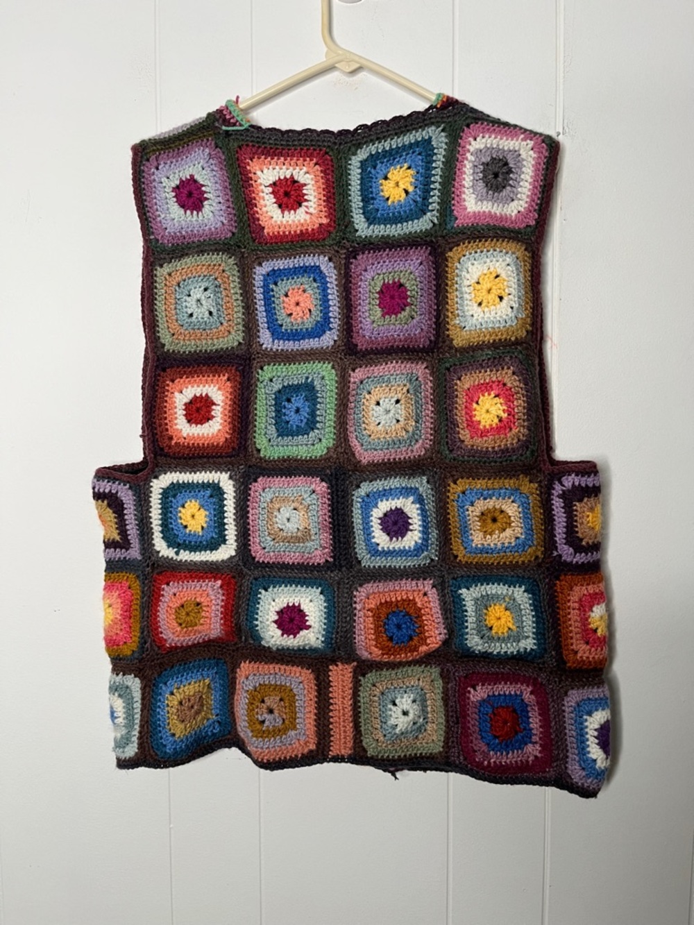 Handmade Multicolor Crochet Granny Square Vest - Picture 3 of 9